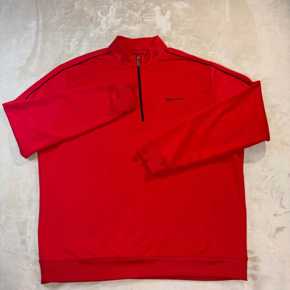 TaylorMade Ashworth Mens Large Red Quarter Zip Golf Pullover Long Sleeve Shirt